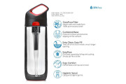 KOR Nava BPA Free 650ml Filter Water Bottle - Black/Red 