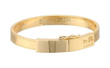 COACH Box Horse and Carriage Plaque Hinged Bangle -Gold