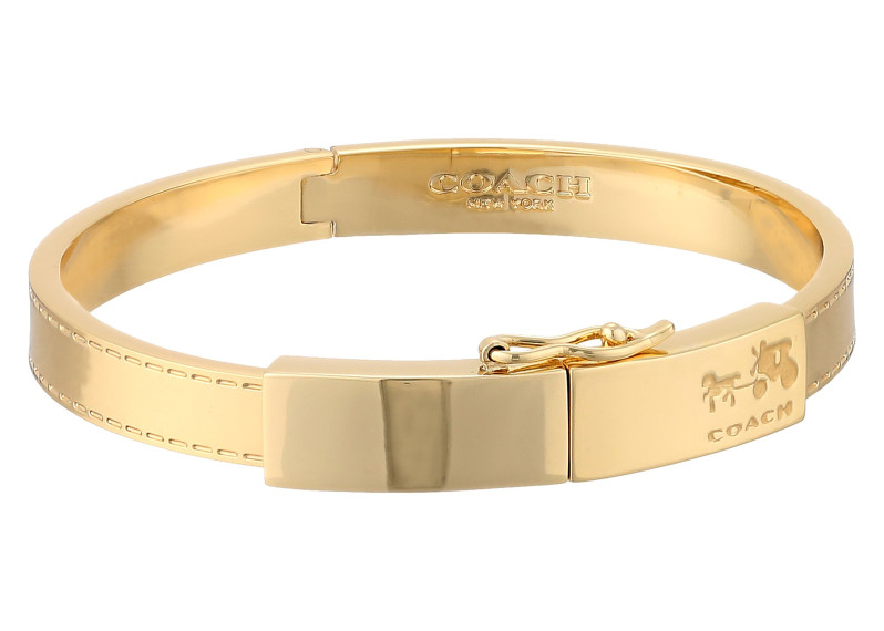 COACH Box Horse and Carriage Plaque Hinged Bangle -Gold