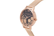Lace Detail Black Dial & Rose Gold Watch (OB16MV57)