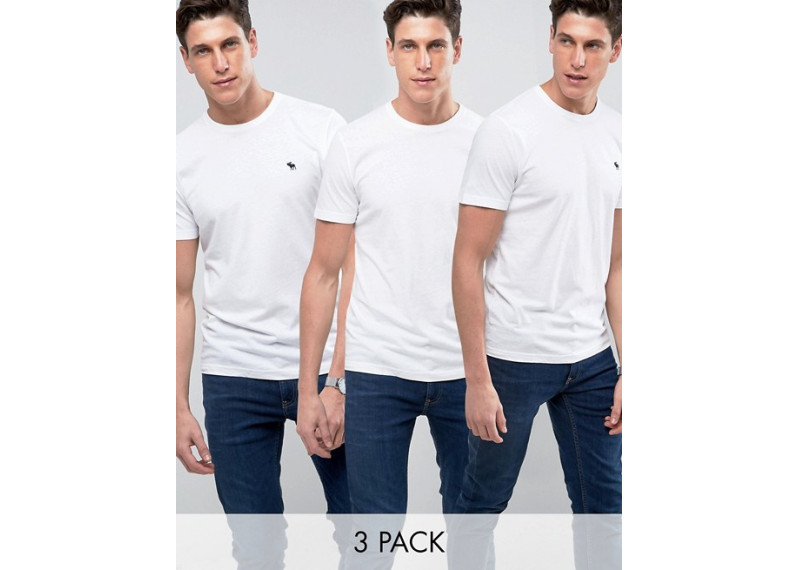 3 Pack T-Shirt Crew Neck Muscle Slim Fit in White