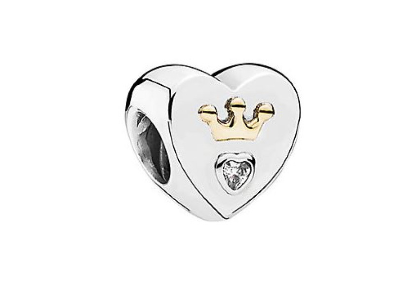 PANDORA 14K & Silver CZ Majestic Heart Charm