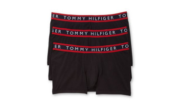 Tommy Hilfiger Men's Underwear 3 Pack Cotton Stretch Trunks - Black