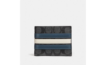 3-IN-1 WALLET IN SIGNATURE CANVAS WITH VARSITY STRIPE