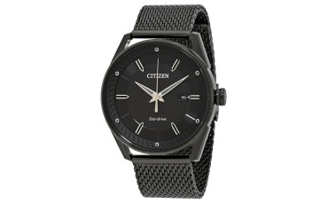 Drive Black Dial Black Ion-plated Mesh Men's Watch