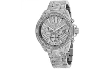 Chronograph Crystal Pave Dial Ladies Watch