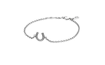 Symbol of Luck Silver CZ Horseshoe Bracelet