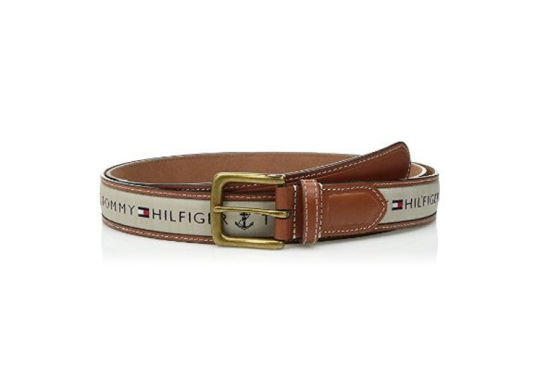 Tommy Hilfiger Men's Ribbon Inlay Belt (Standard & Big and Tall Sizes)
