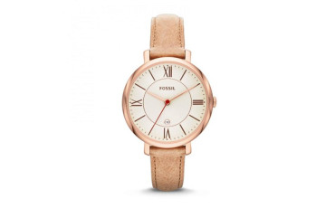 Jacqueline White Dial Camel Leather Strap Ladies Watch