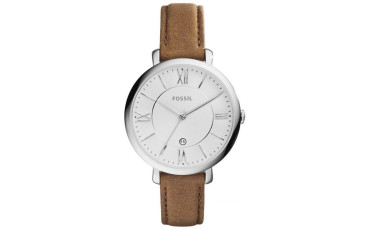 Jacqueline Silver Dial Tan Leather Strap Ladies Watch
