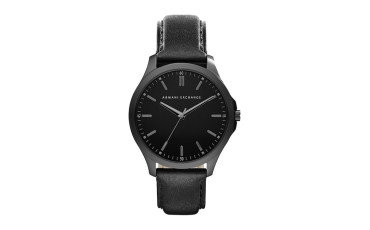Men's Hampton Black Leather Watch, 45mm