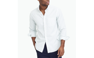 Striped washed shirt in end-on-end cotton