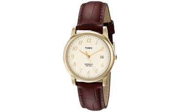 Timex Men's Easy Reader Date Leather Strap Watch - Brown/Gold-Tone/Cream