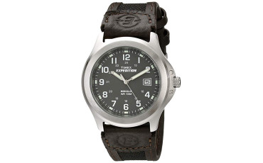 Timex Men's T40051 Expedition Metal Field Brown Leather Strap Watch - Black/Brown/Charcoal