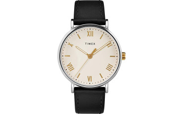 Timex Men's Southview 41mm Leather Strap Watch - Black/Cream