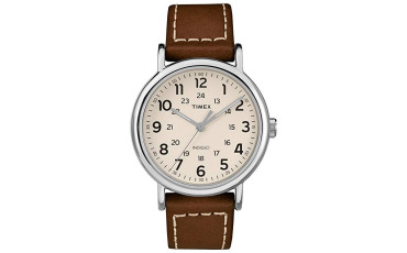 Timex Men's TW2R42400 Weekender 40 Brown/Cream Leather Strap Watch