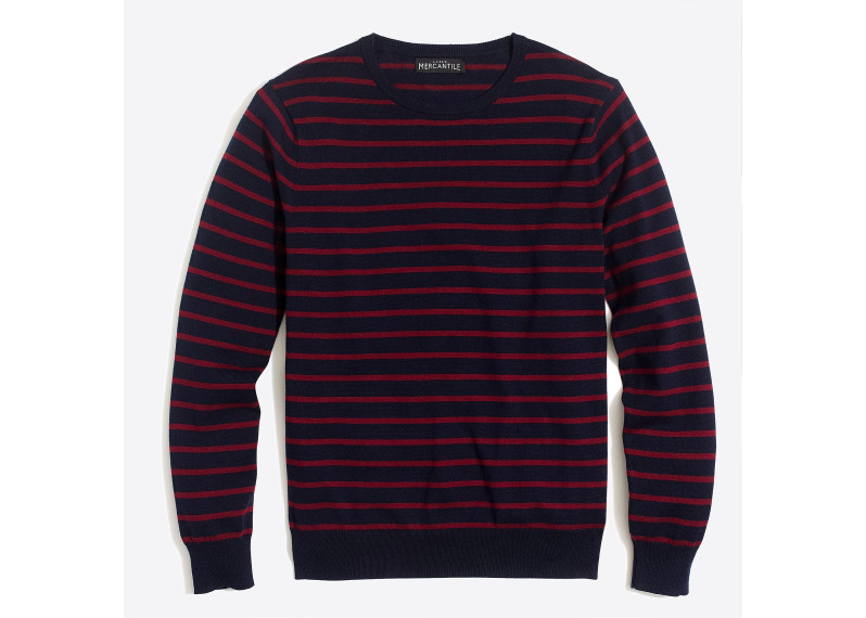 Cotton jersey crewneck sweater in stripe