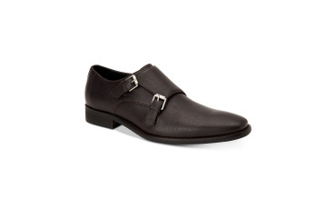 Men's Robbie Tumbled Leather Monk-Strap Loafers