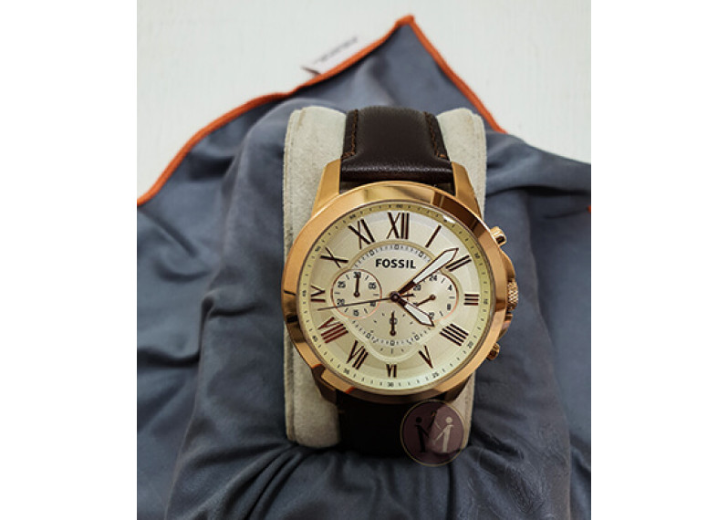 Grant Chronograph Eggshell Dial Brown Leather Men's Watch