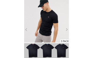 3 pack multi icon logo crew neck t-shirt in black