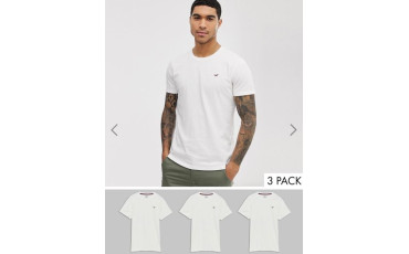 3 pack crew neck t-shirt seagull logo in white