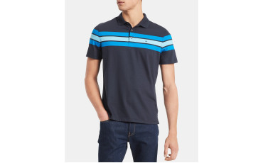 Men's Slim-Fit Chest Stripe Liquid Touch Polo Shirt
