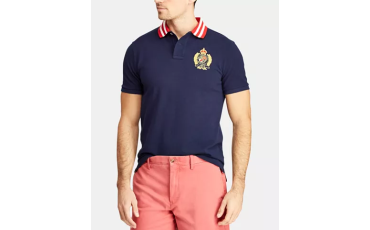 Custom Slim Fit Crest Mesh Polo Shirt