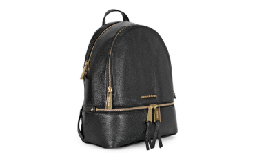 Rhea Medium Leather Backpack - Black