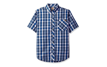 Dickies Men's Short Sleeve Wrinkle Resistant Single Pocket Plaid Shirt - Royal Blue/Bright White