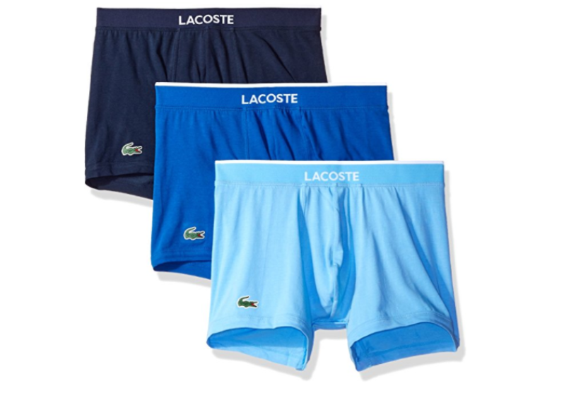 Lacoste Men's Colours 3 Pack Cotton Stretch Trunks - Light Blue/Blue/Navy