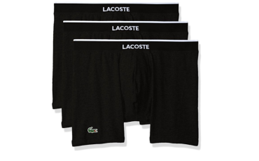 Lacoste Men's Colours 3 Pack Cotton Stretch Trunks - Black