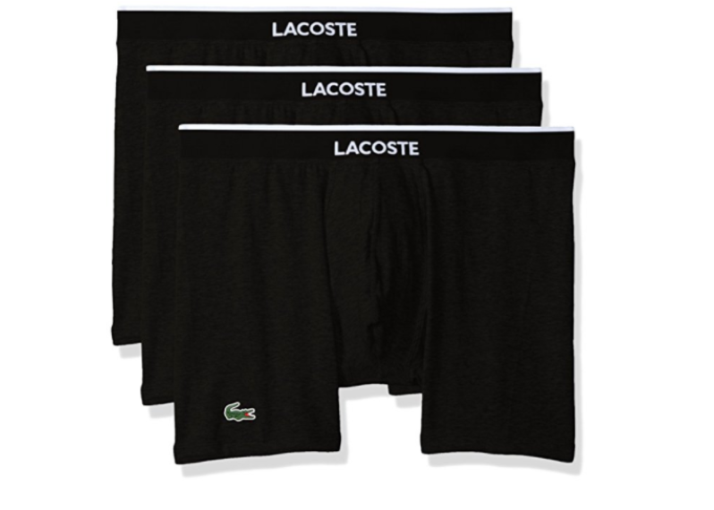 Lacoste Men's Colours 3 Pack Cotton Stretch Trunks - Black