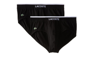 Lacoste Men's Cotton Stretch Brief, Pack of Two - Black
