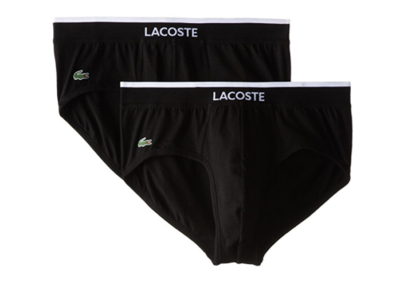 Lacoste Men's Cotton Stretch Brief, Pack of Two - Black