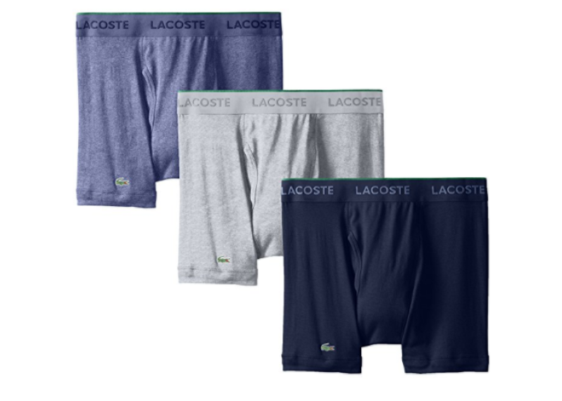 Lacoste Men's 3-Pack Essentials Cotton Boxer Brief - Cargo/Navy/Grey