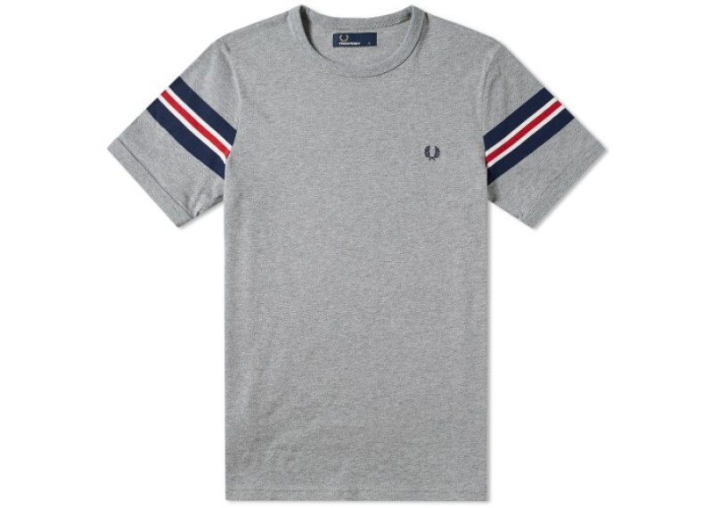 FRED PERRY BOMBER SLEEVE TEE - Steel