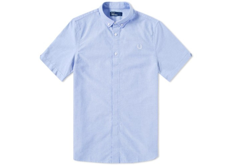 FRED PERRY CLASSIC SHORT SLEEVE OXFORD SHIRT - Light Smoke