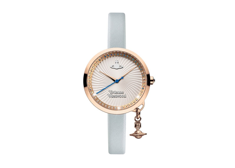 VIVIENNE WESTWOOD BLUE & ROSE GOLD BOW WATCH