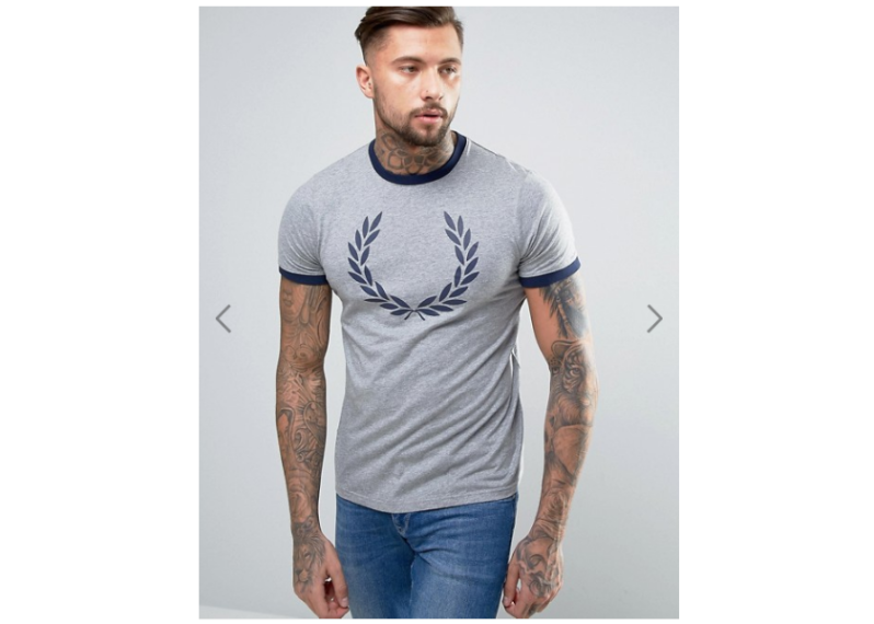 Fred Perry Laurel Wreath Print Ringer T-Shirt in Gray Marl