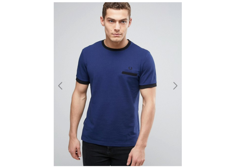 Fred Perry Pique Pocket T-Shirt Contrast Trims in Navy