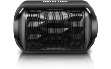 Philips BT2200B/27 Shoqbox Mini Rugged Compact Wireless Waterproof Outdoor or Shower Portable Bluetooth Speaker (Black) Float in Water Technology and Built-In Mic for Phone Calls