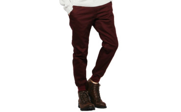 Skinny Jogger Cropped Pants - Wine red