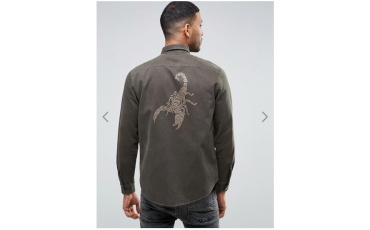 ASOS Military Overshirt With Scorpion Studded Back Design