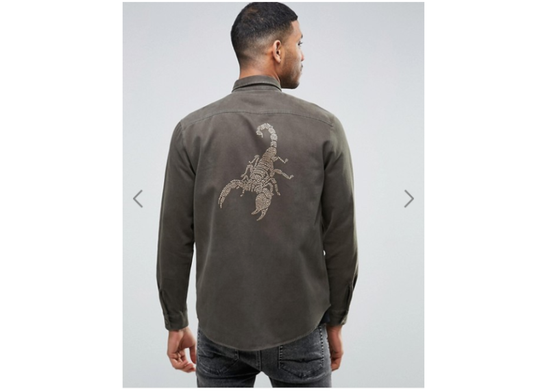 ASOS Military Overshirt With Scorpion Studded Back Design