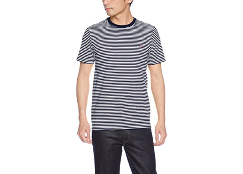 FRED PERRY Fine Stripe T-Shirt - NAVY