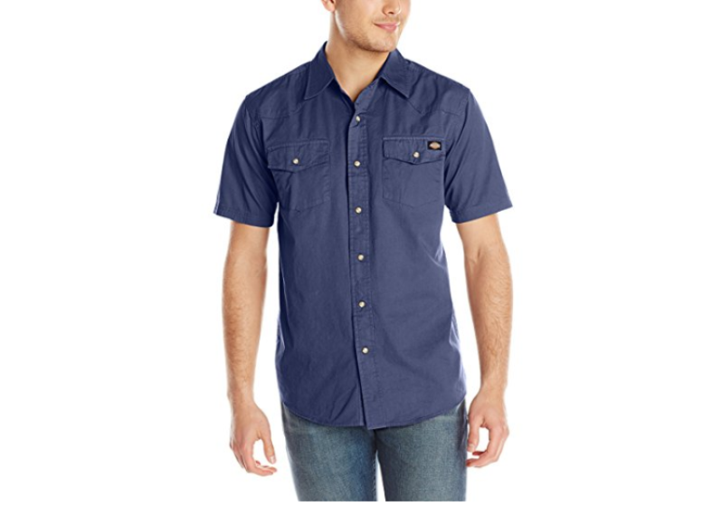 Dickies Men's Short-Sleeve Twill Western Shirt - Mood Indigo